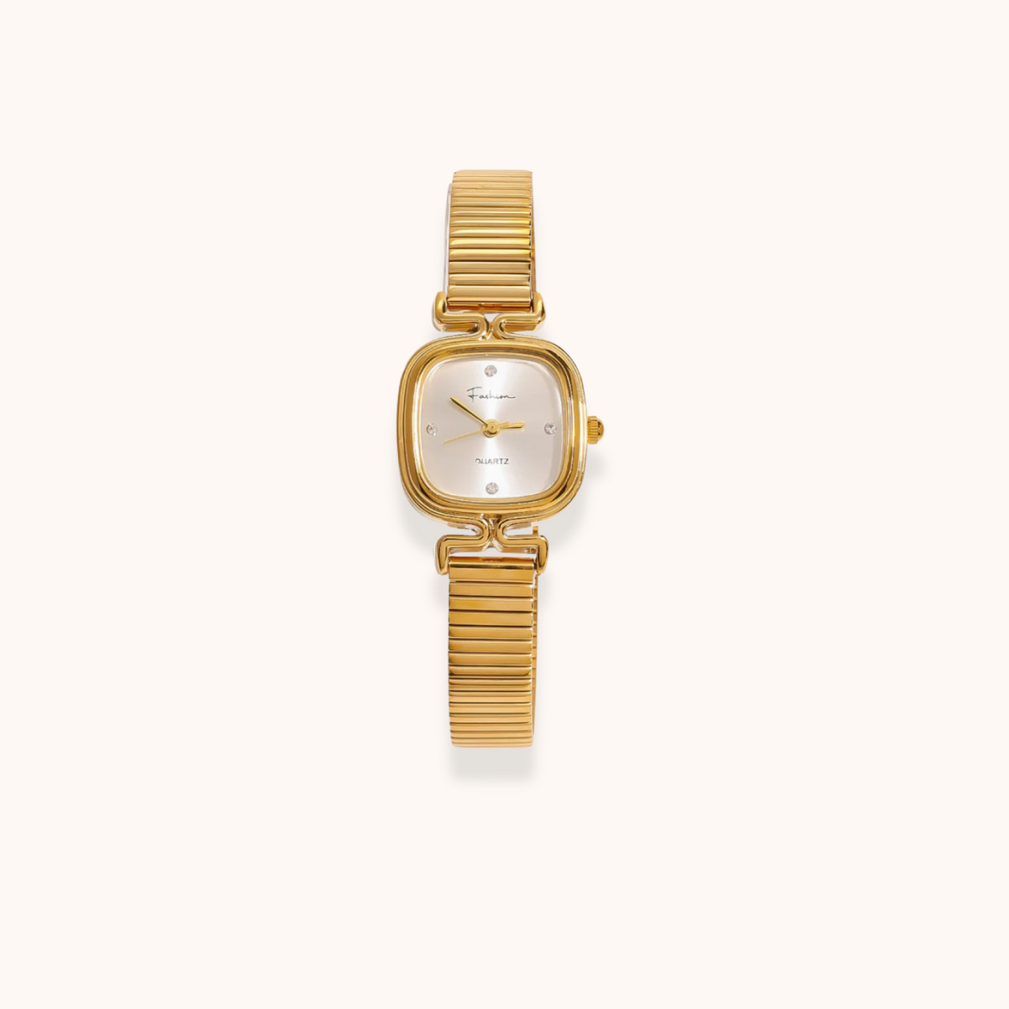 Gold Vera Watch with white dial on white background